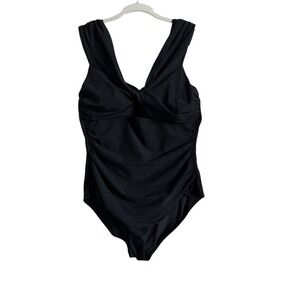 Jets Australia Swimwear Black Front Twist One-Piece Women's US Size 12 Swimsuit‎